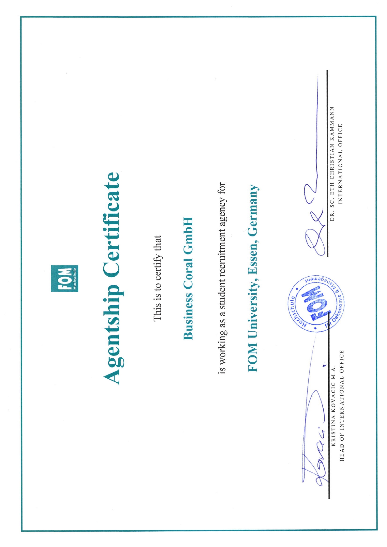 Certificate Business Coral