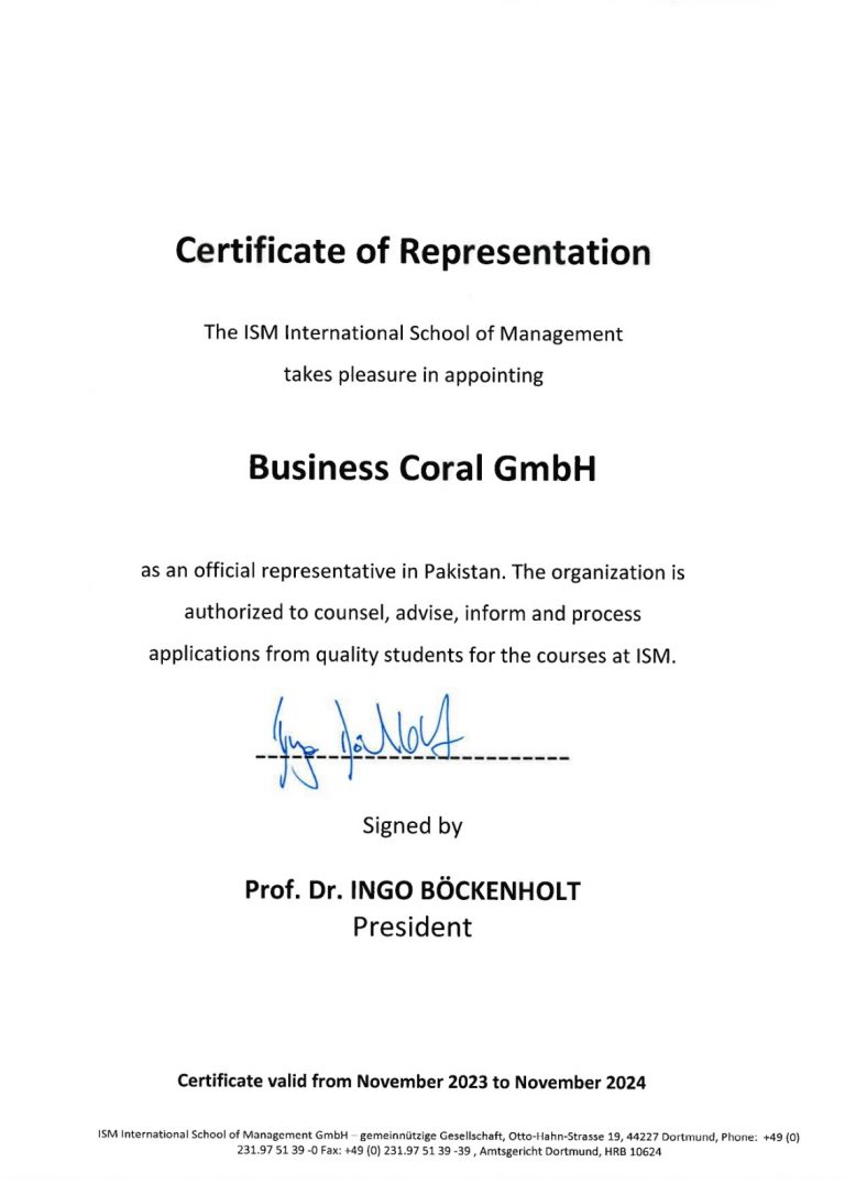 ISM Certificate of Representation